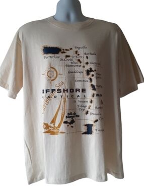 Offshore nautical men's beige short sleeve graphic t-shirt size XL